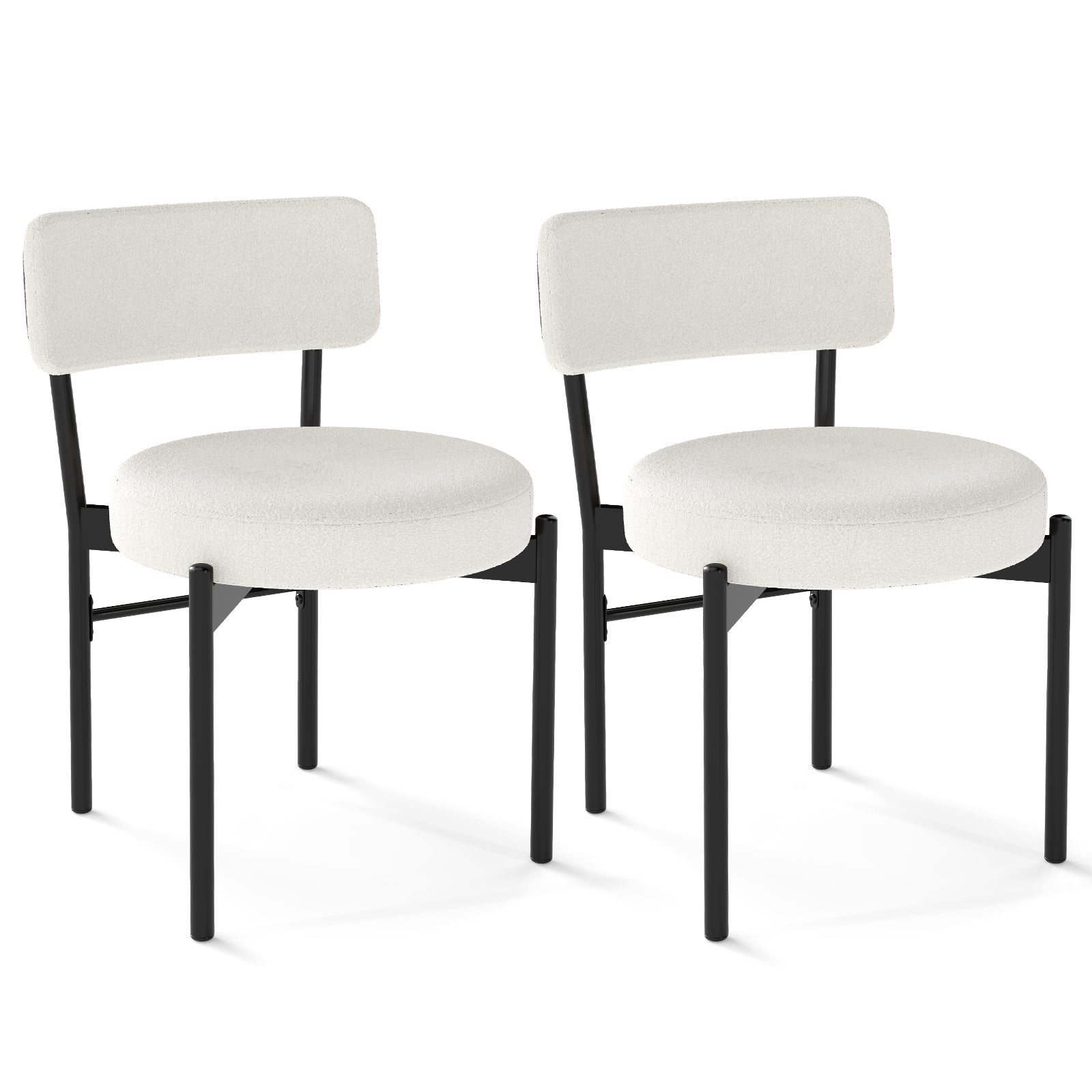 Dining Chair Set of 2 with Curved Backrest and Padded Seat