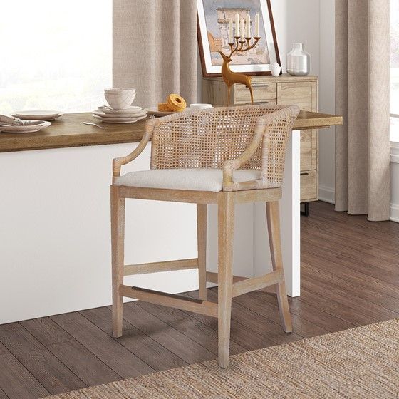 Elegant Rattan Counter or Bar Stool 25-Inch Height - Handcrafted Design for Comfortable Seating