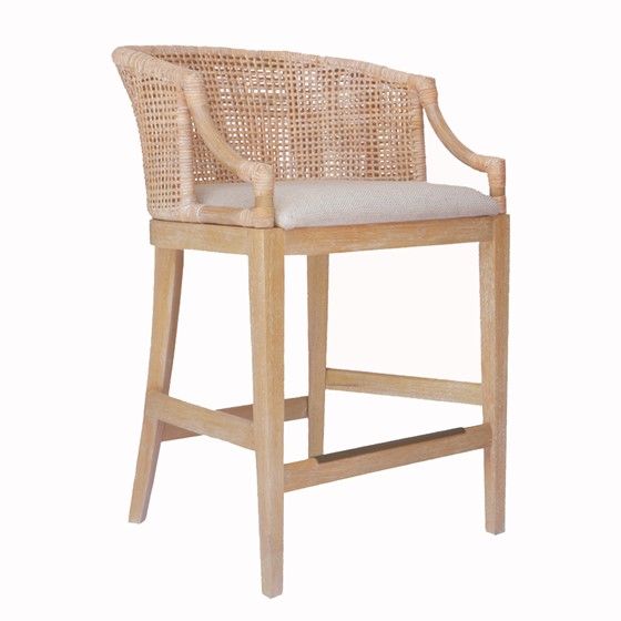 Elegant Rattan Counter or Bar Stool 25-Inch Height - Handcrafted Design for Comfortable Seating