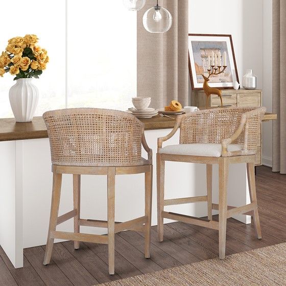 Elegant Rattan Counter or Bar Stool 25-Inch Height - Handcrafted Design for Comfortable Seating