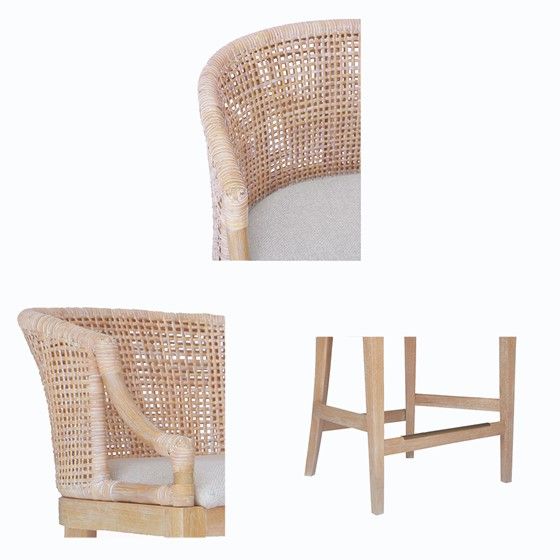 Elegant Rattan Counter or Bar Stool 25-Inch Height - Handcrafted Design for Comfortable Seating