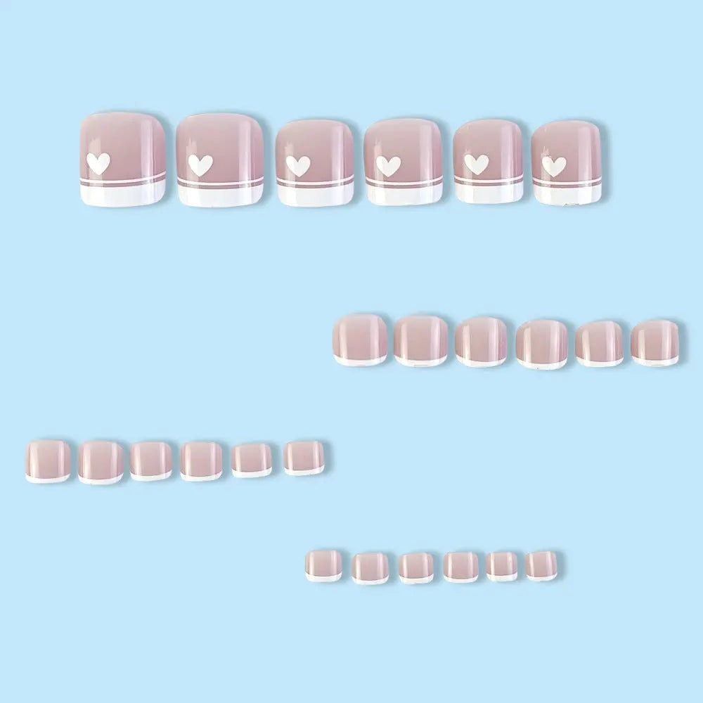 24PCs French Nude Natural Nails
