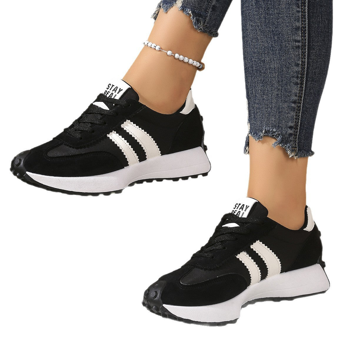 Women's Chunky Sole Sneakers - Breathable Mesh Casual Sports Shoes