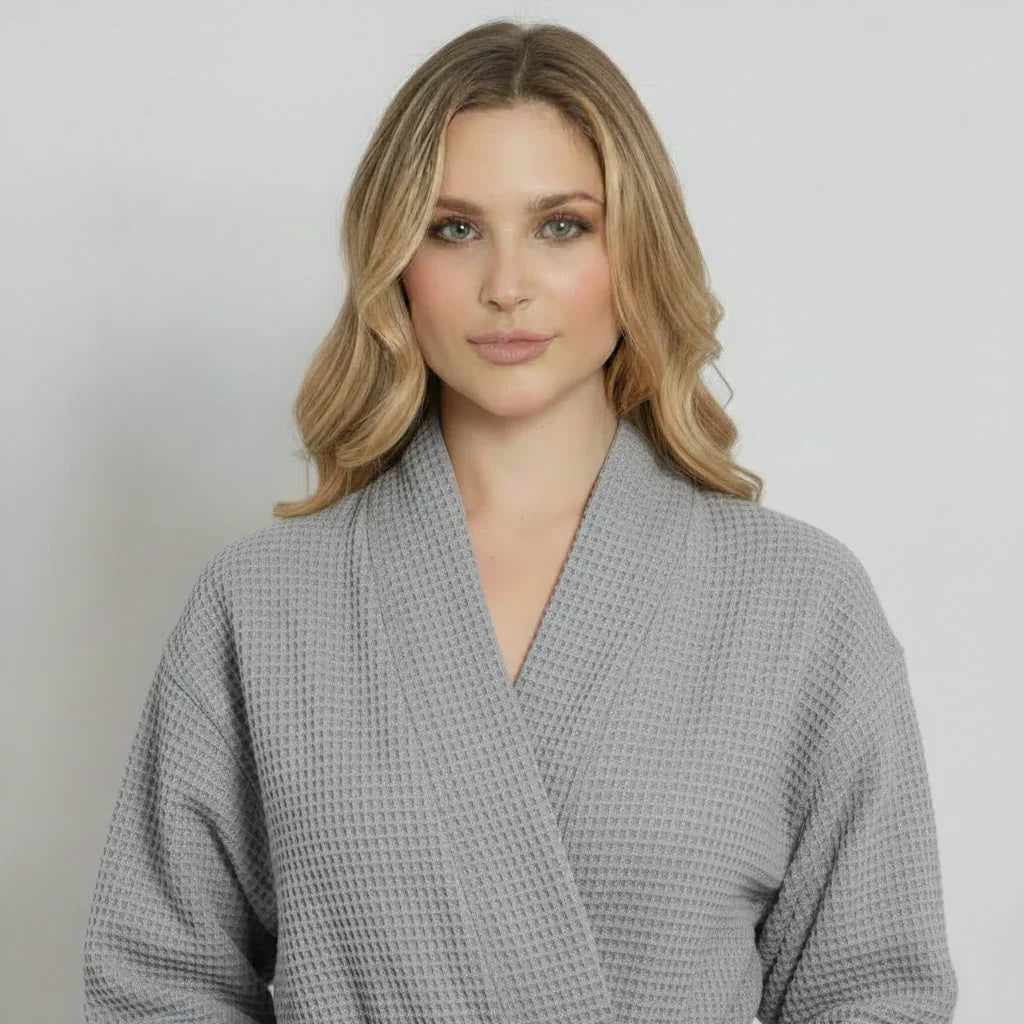 Knee-Length Waffle Robe for Women