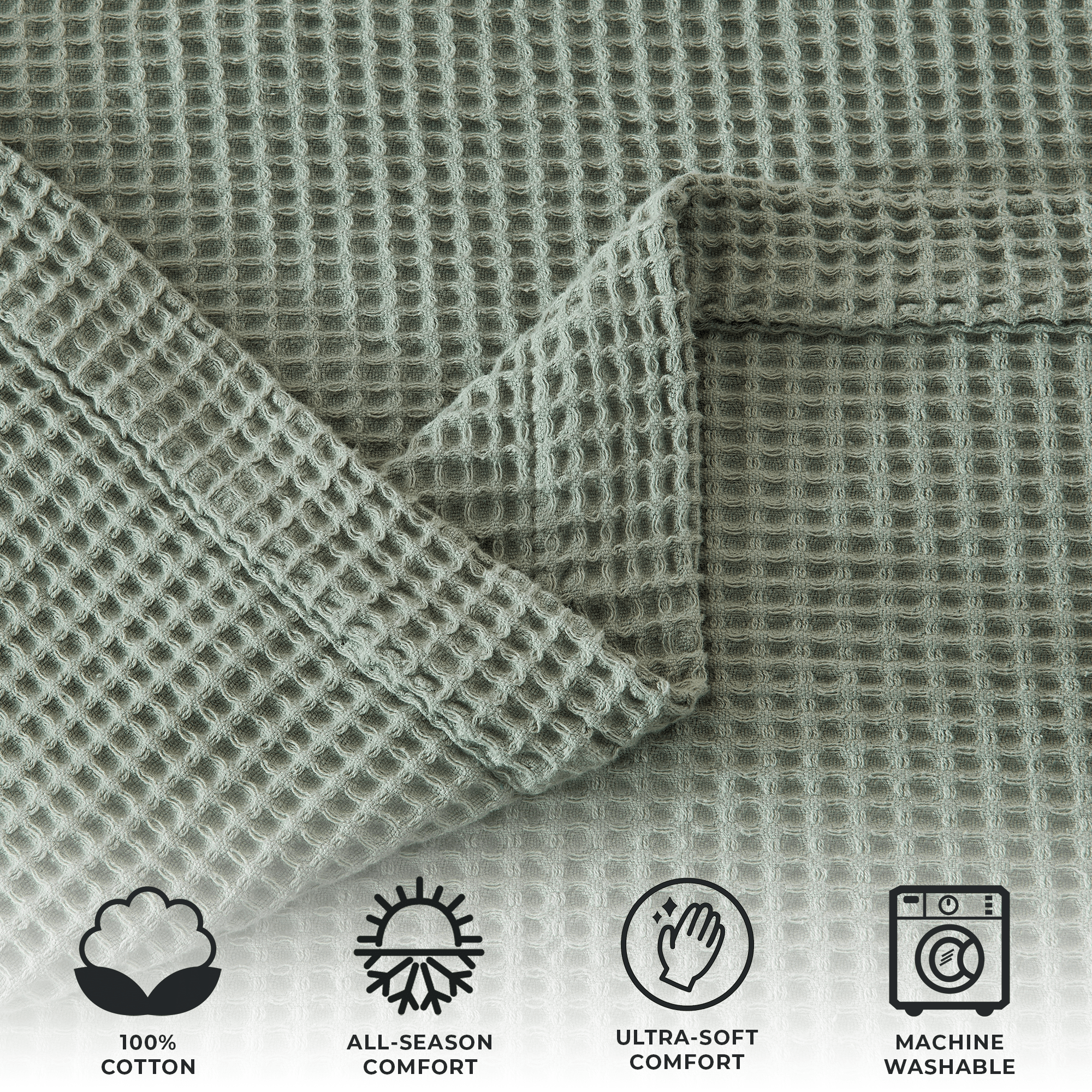 100% Cotton Waffle Weave Blanket - Mikala Collection