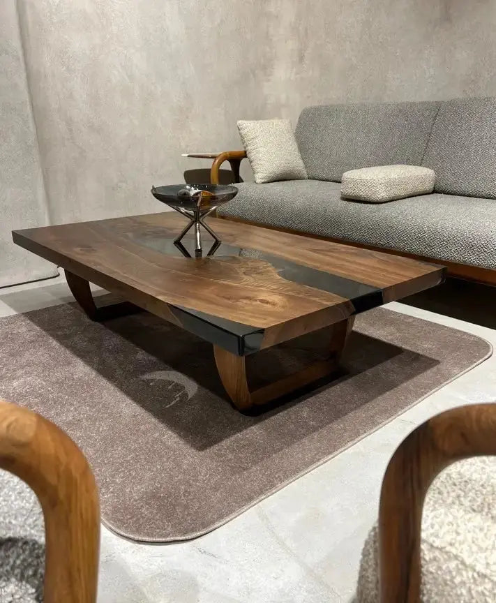 Resin Coffee Table With Walnut Legs