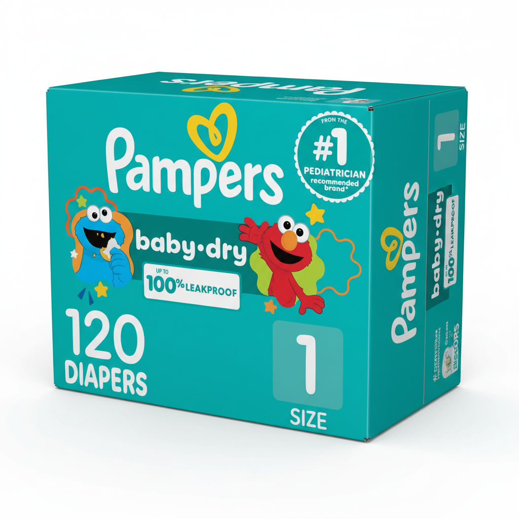 Pampers Baby Dry Diapers Size 1, 120 Count