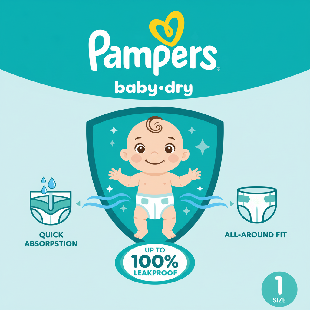 Pampers Baby Dry Diapers Size 1, 120 Count