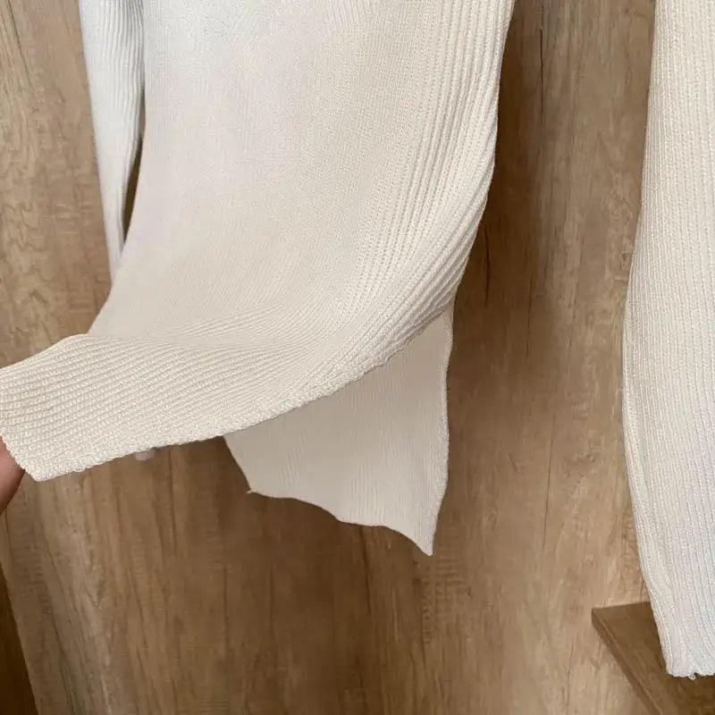 New Casual And Trendy Square Collar Long Sleeve Woman's Sweaters Knitted Pullover Spring Autumn Sweater Winter Tops For Women Black And White Jumper