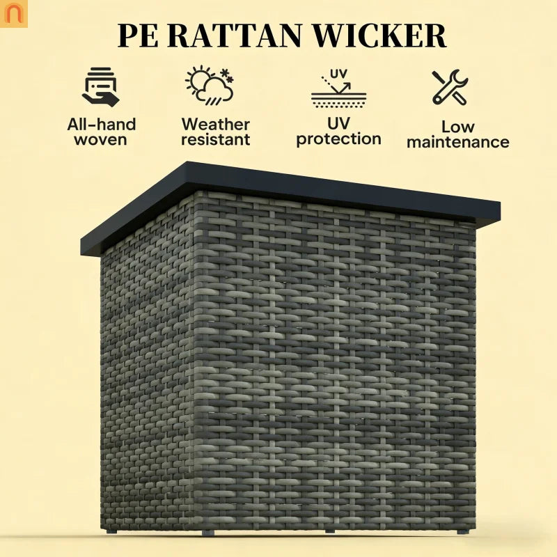 Outdoor End Table PE Rattan Gray Square Umbrella Hole 20x20in