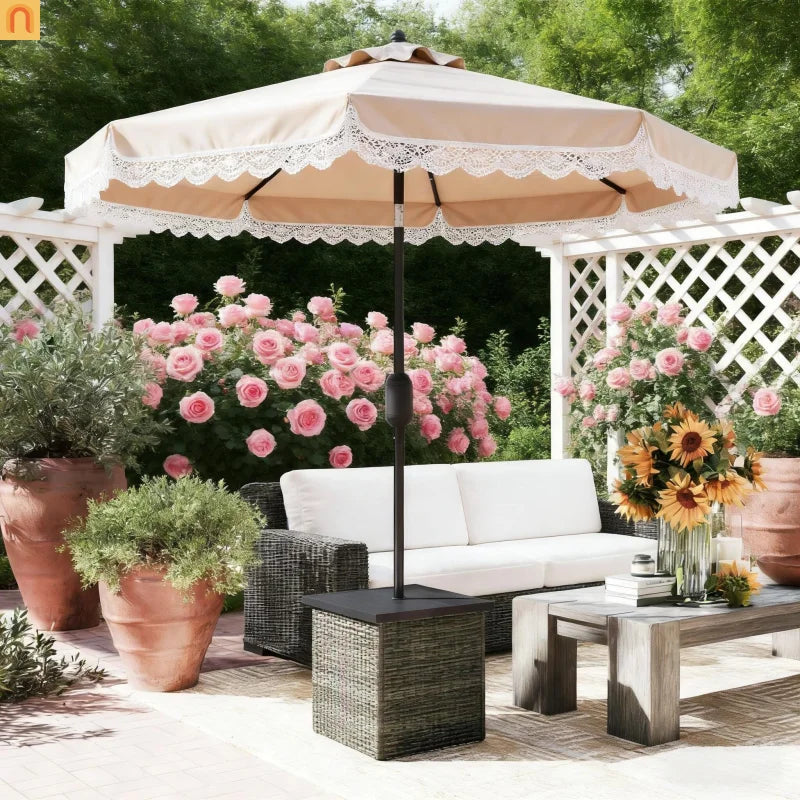 Outdoor End Table PE Rattan Gray Square Umbrella Hole 20x20in