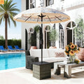 Outdoor End Table PE Rattan Gray Square Umbrella Hole 20x20in