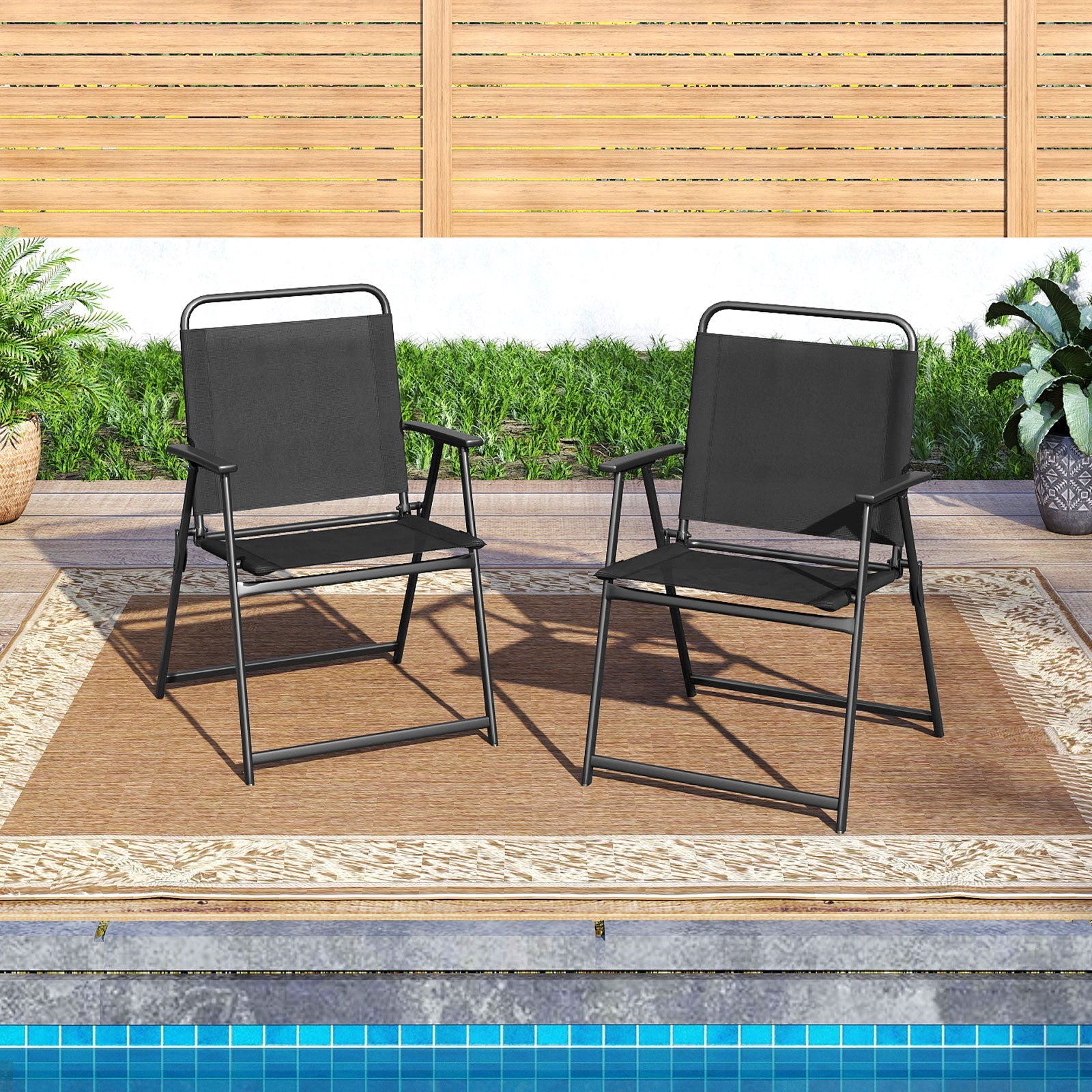 Set of 2/4/6 Outdoor Folding Chairs with Breathable Seat