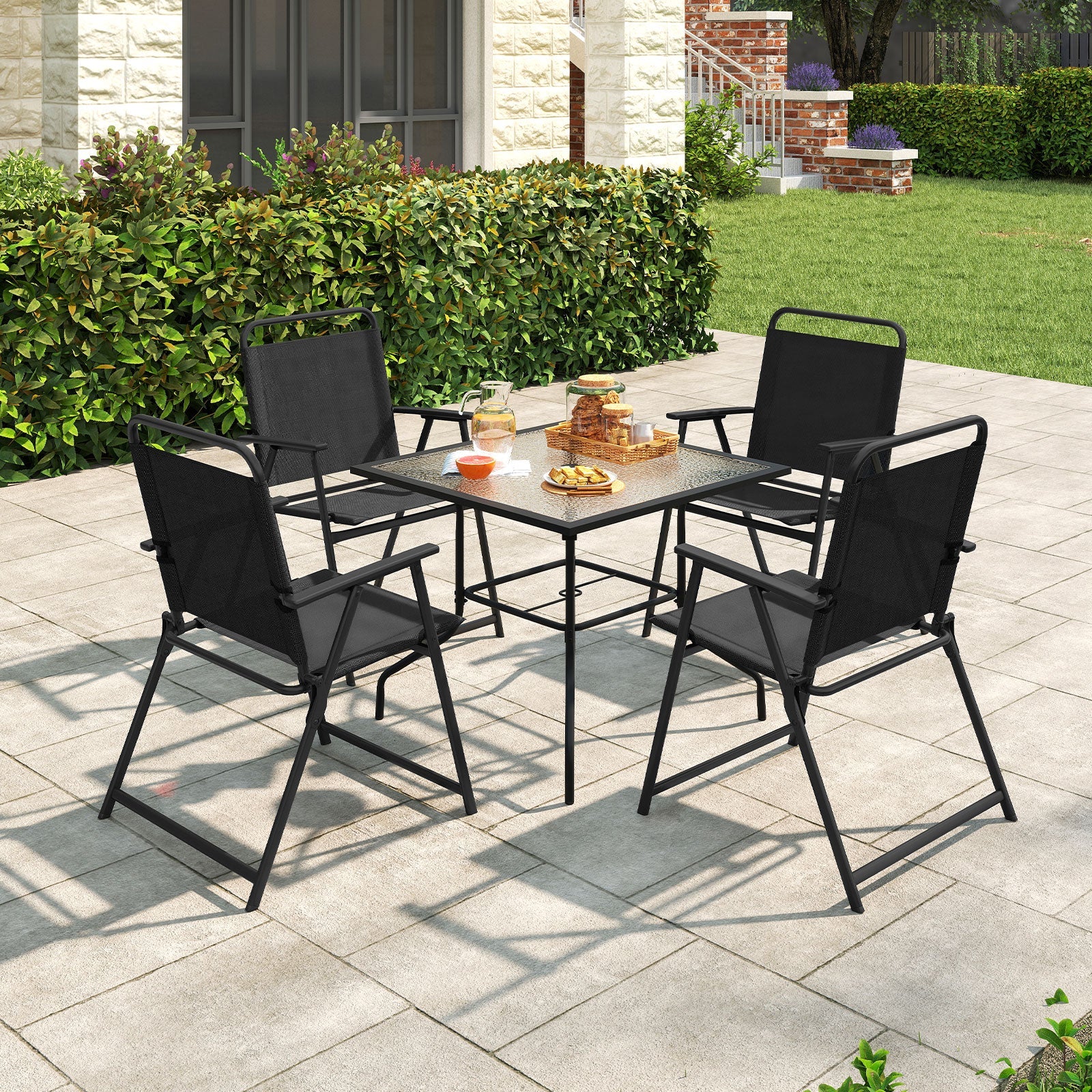 Set of 2/4/6 Outdoor Folding Chairs with Breathable Seat