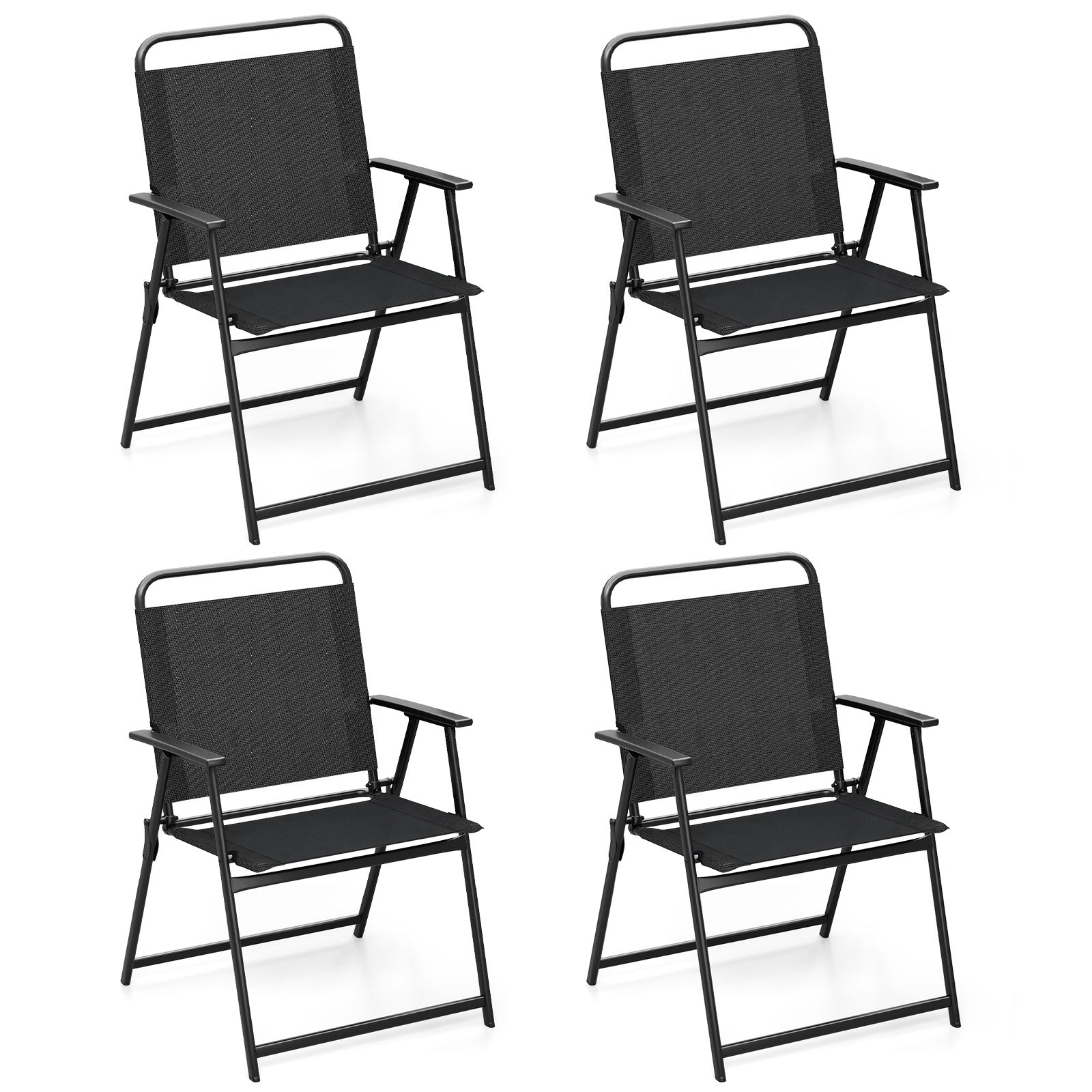 Set of 2/4/6 Outdoor Folding Chairs with Breathable Seat