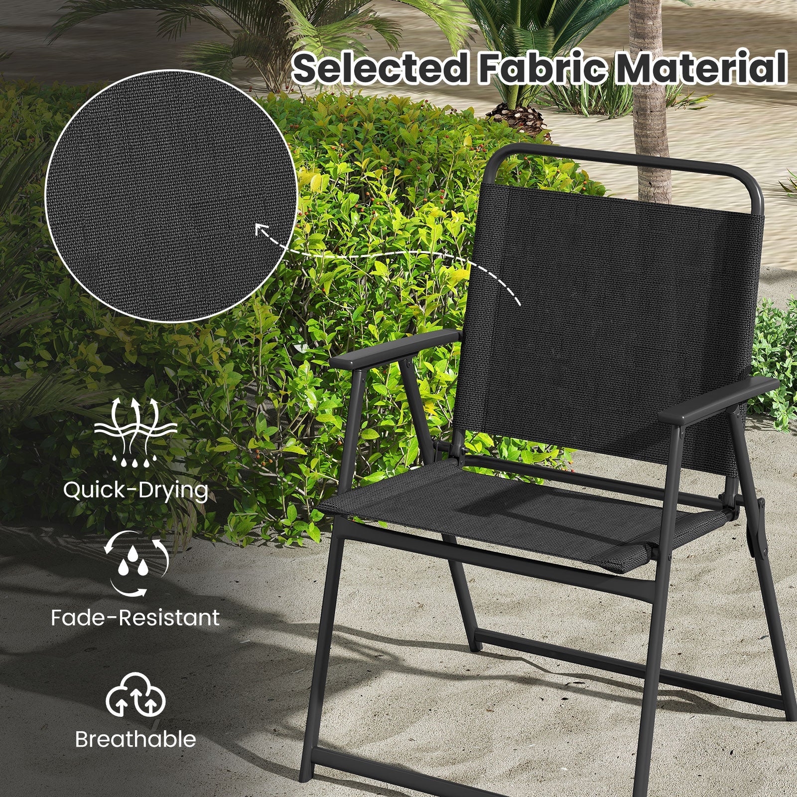 Set of 2/4/6 Outdoor Folding Chairs with Breathable Seat