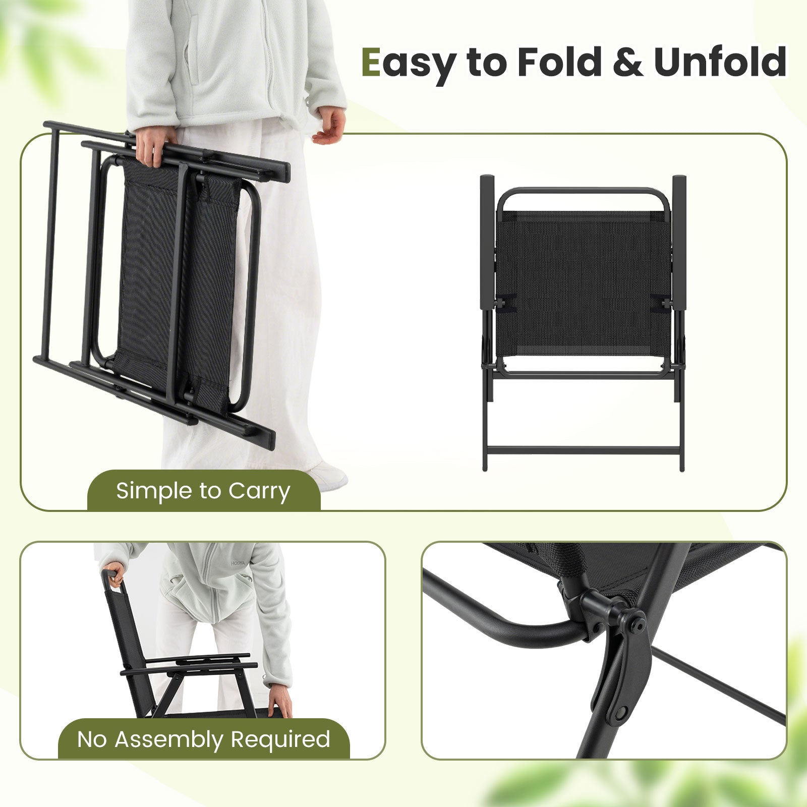 Set of 2/4/6 Outdoor Folding Chairs with Breathable Seat