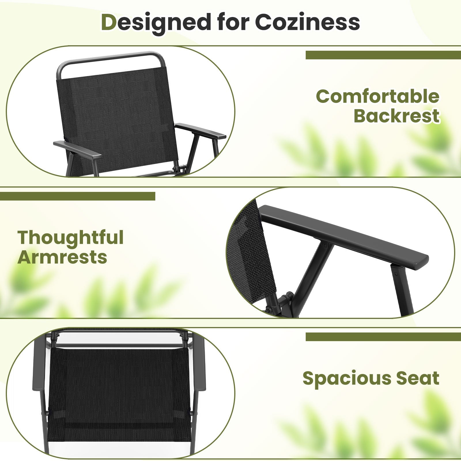 Set of 2/4/6 Outdoor Folding Chairs with Breathable Seat