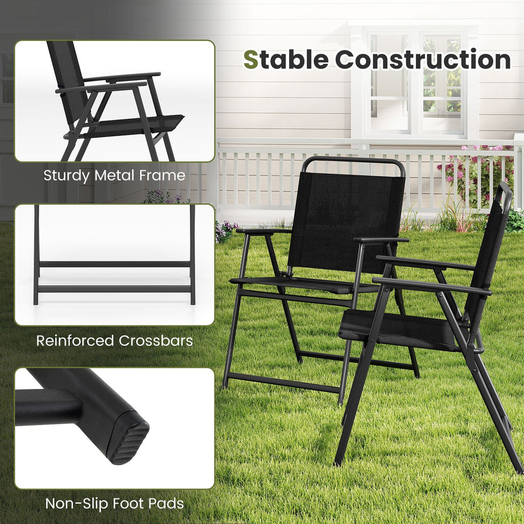 Set of 2/4/6 Outdoor Folding Chairs with Breathable Seat