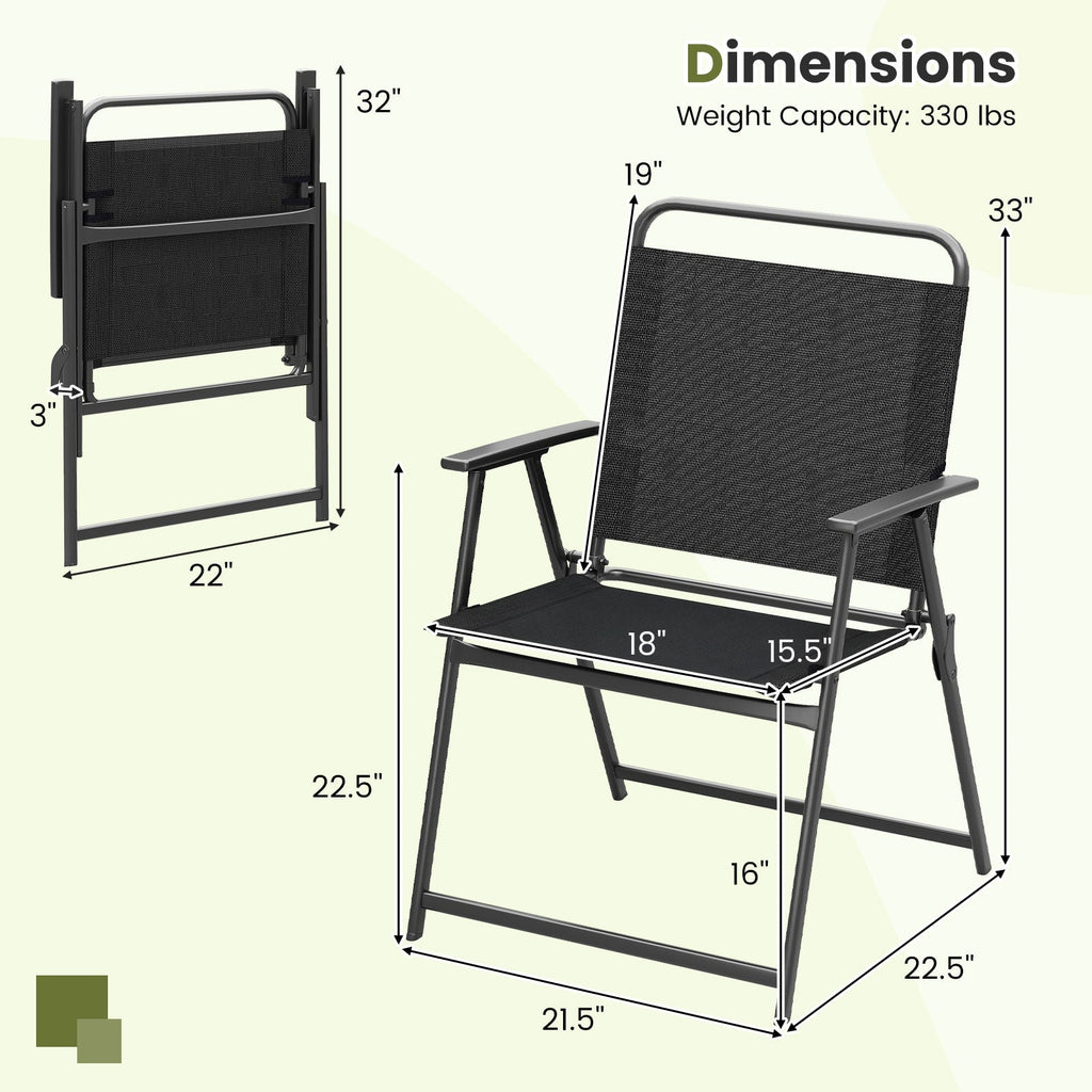 Set of 2/4/6 Outdoor Folding Chairs with Breathable Seat