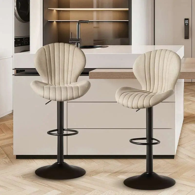 Quilted Cream Velvet Bar Stools with Ultimate Comfort