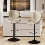 Quilted Cream Velvet Bar Stools with Ultimate Comfort