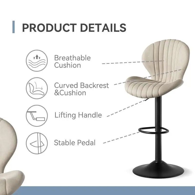 Quilted Cream Velvet Bar Stools with Ultimate Comfort