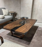 Resin Coffee Table With Walnut Legs