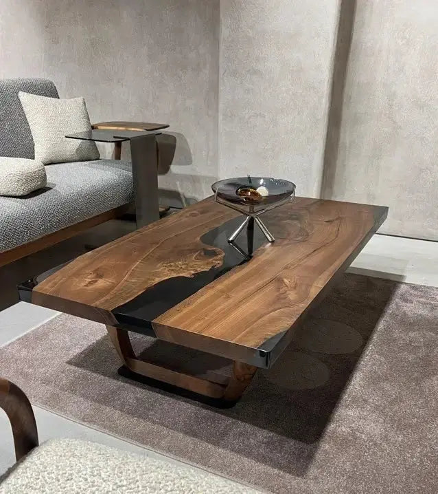 Resin Coffee Table With Walnut Legs