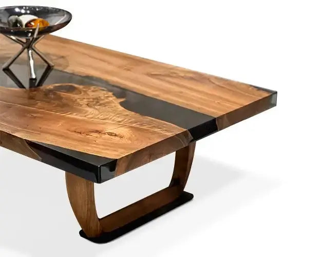 Resin Coffee Table With Walnut Legs
